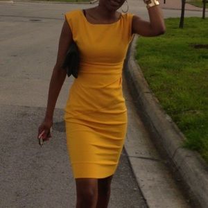 DVF Golden Yellow pencil mini dress